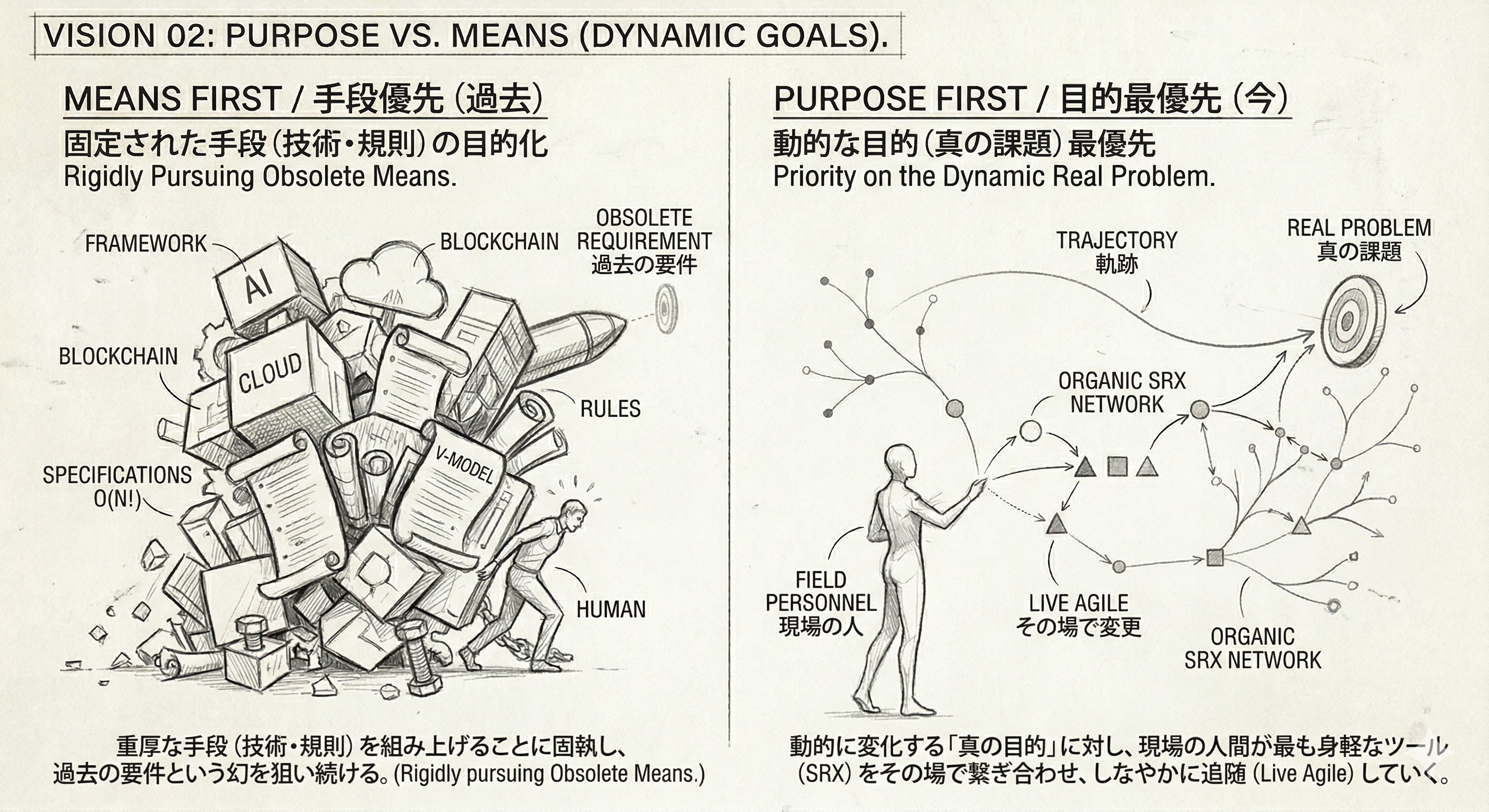 固定された手段の目的化と、動的な目的へのしなやかな追随
